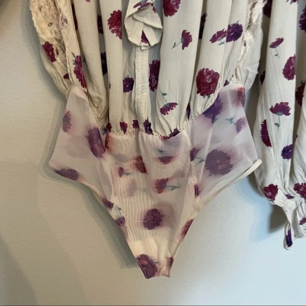 NWOT Free People Poppy Printed Bodysuit - Picture 5 of 13